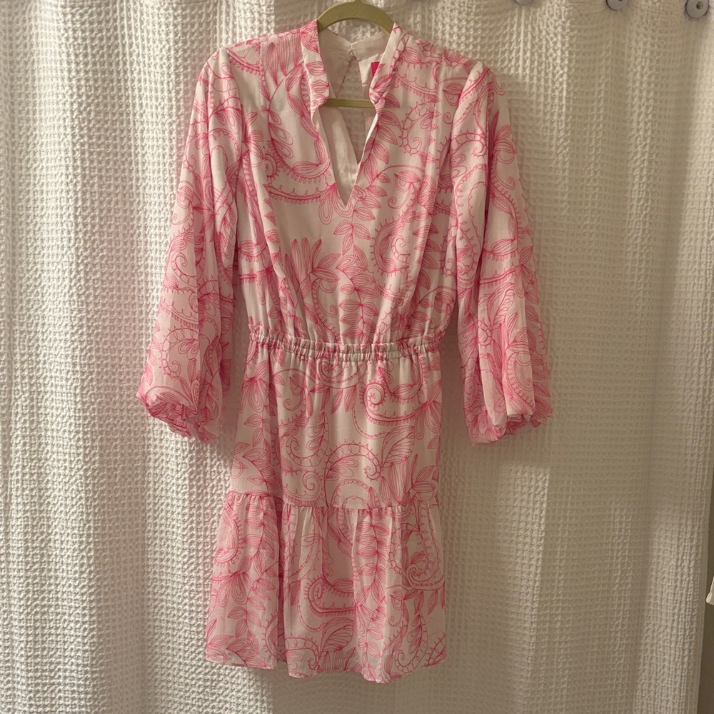 Lilly Pulitzer Pink and White Long Sleeve Dress